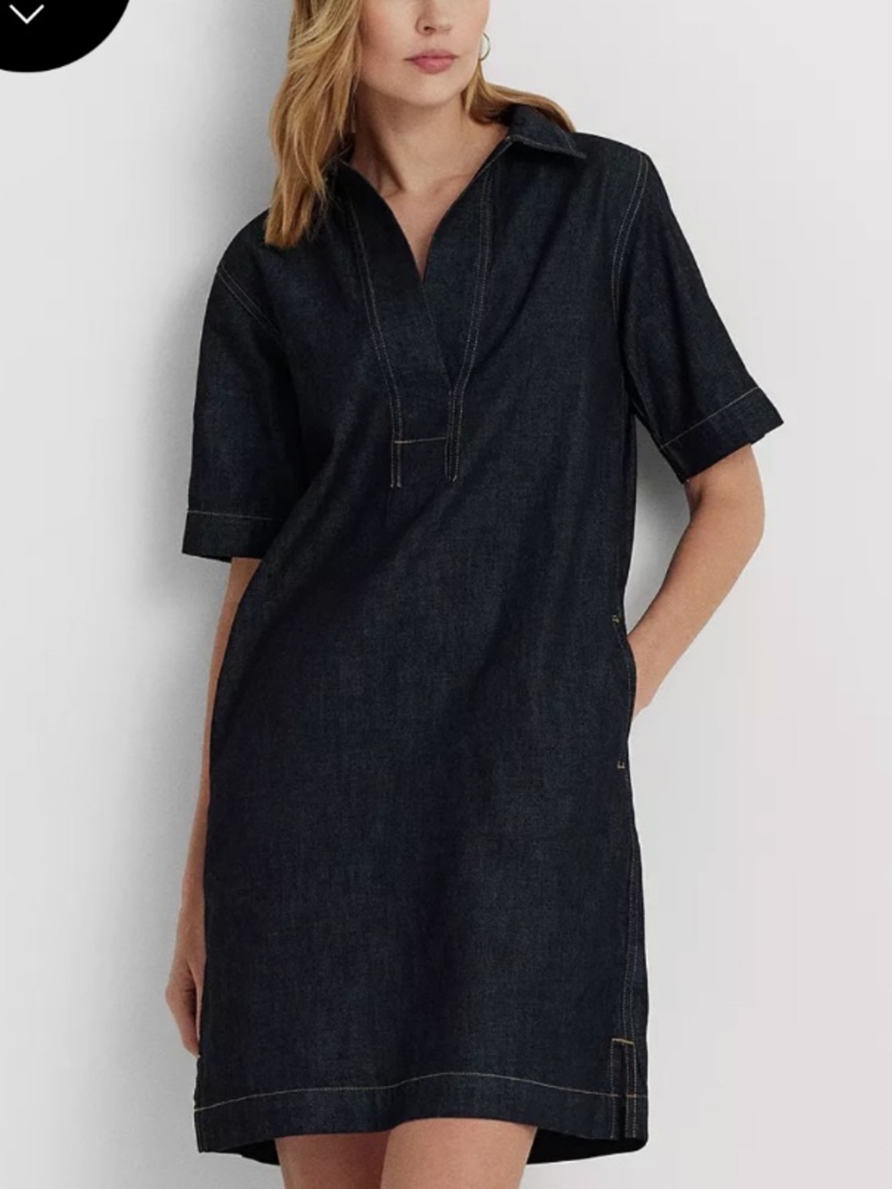 Lauren Ralph Lauren Short Sleeve Dark Wash Denim Shirt Dress Size Small
